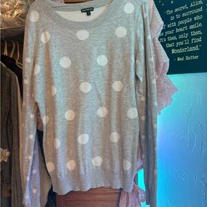 Express Light Gray Polka Dot Sweater